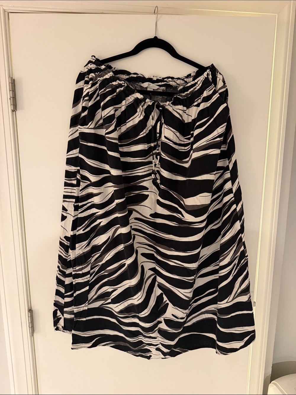 H&M linen blend A-Line Midi Skirt